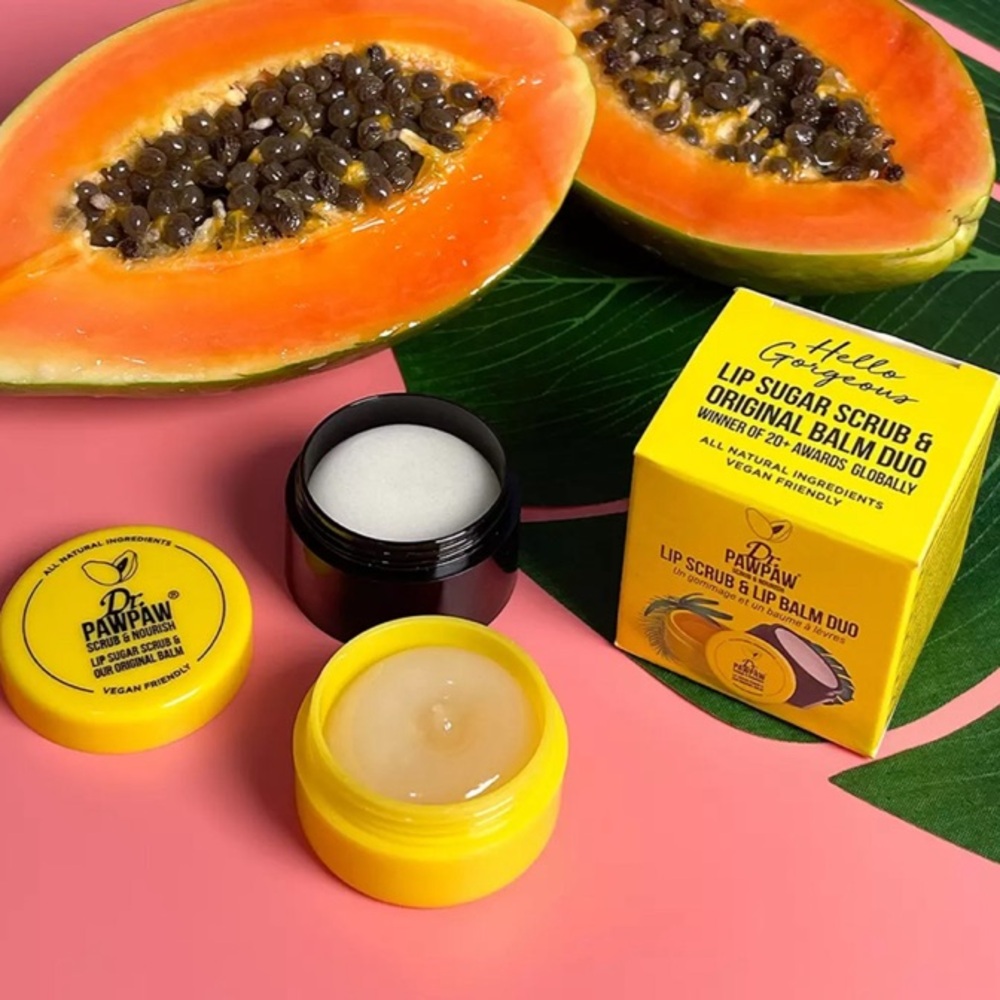 NIB Dr PAWPAW Scrub & Nourish Lip Scrub & Lip Balm Combo Full Size